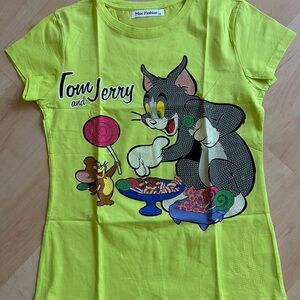 Kids Tom and Jerry Lime Green T-Shirt